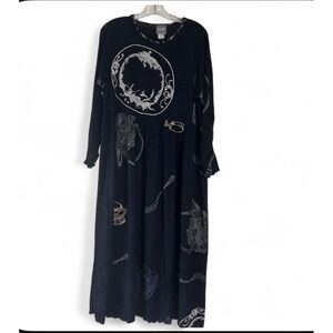 Staley Gretzinger Celestial Art-to-Wear Maxi Dress Sz Medium * Lagenlook Foodie